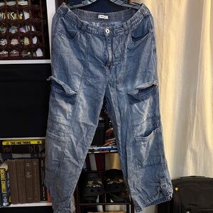 Kensie Jeans Denim Blue Cargo Capris for Women